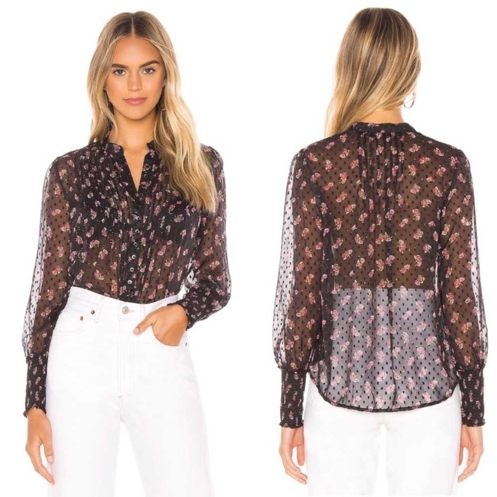 FREE PEOPLE Flowers In December Sheer Blouse - Picture 1 of 5